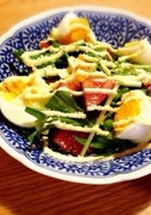 水菜、トマト、卵のカラフルサラダ-レシピのメイン写真
