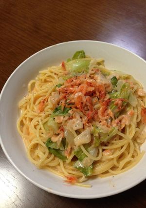 桜えびとレタスのクリームスパゲティ-レシピのメイン写真