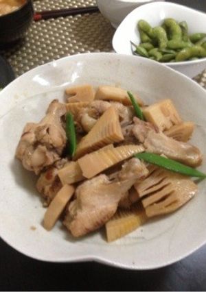 フライパンで簡単！筍と鶏手羽の煮物-レシピのメイン写真