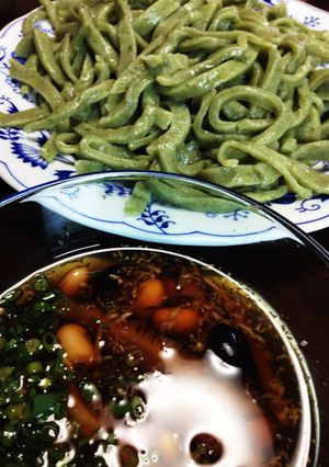 ♪手打ちはコシが命よ★蓬おからうどん♪-レシピのメイン写真