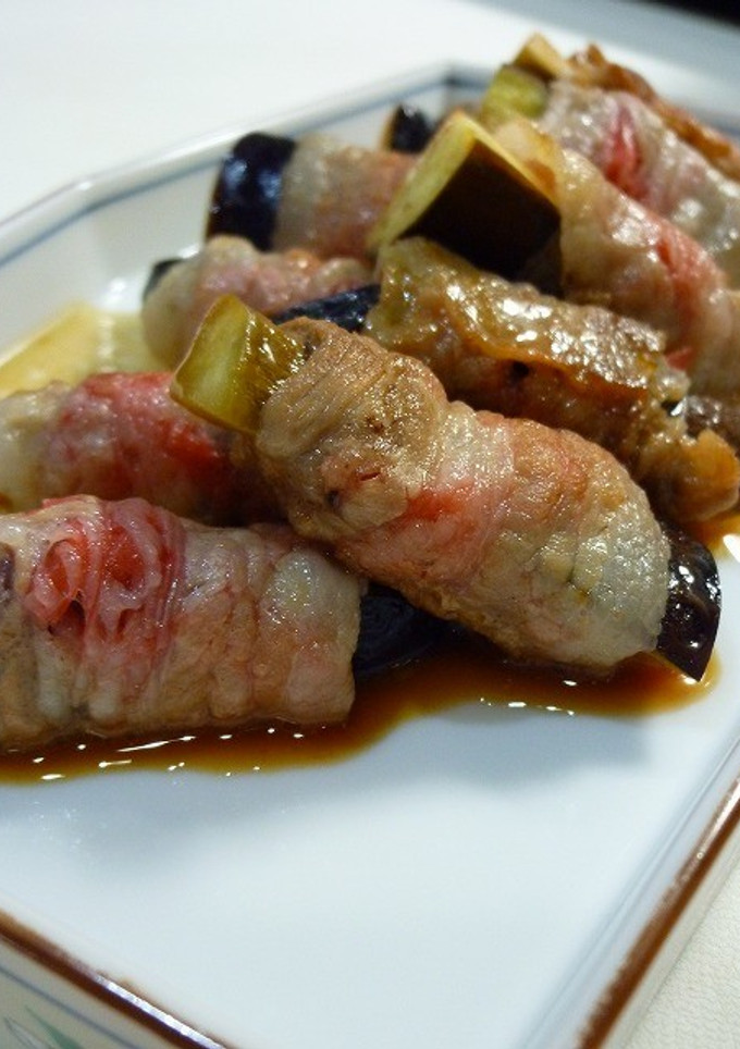 ほんだし煮！茄子と紅生姜の肉巻き-レシピのメイン写真