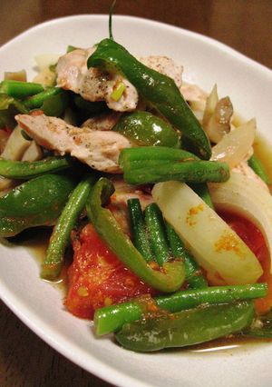 ワンルームご飯★ささみで夏野菜炒め-レシピのメイン写真
