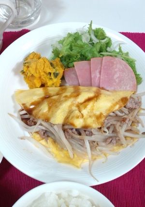 もやしと豚ひき肉のたまご包み-レシピのメイン写真