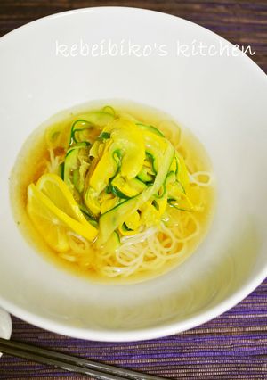 ズッキーニの柚子胡椒ソテーde夏の冷麺-レシピのメイン写真