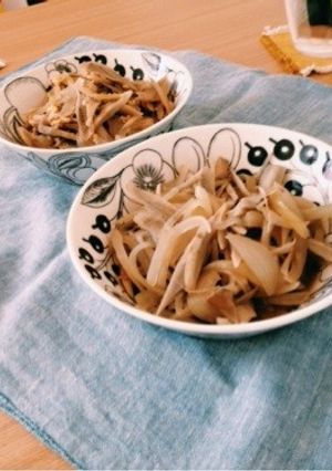 簡単に夕食の一品！ゴボウの柳川風煮込み-レシピのメイン写真