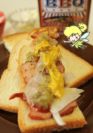 厚切りベーコンのBBQオープンサンド-レシピのメイン写真