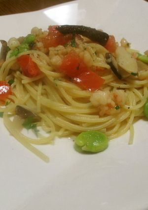 『本格』そら豆と海老のラグーソース-レシピのメイン写真