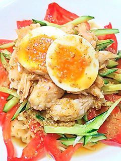 ゆで鶏の冷やし中華 胡麻だれの作り方-レシピのメイン写真