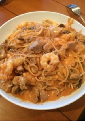 簡単♥︎海老チキントマトクリームパスタ-レシピのメイン写真