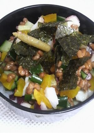 お酒の締めに、たこ納豆丼-レシピのメイン写真