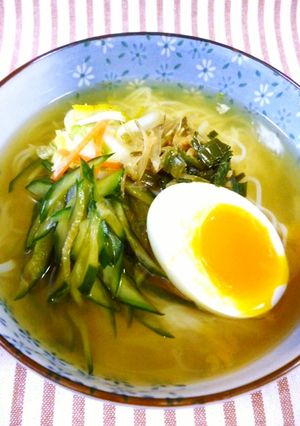 水キムチ仕込みの半熟味玉のせ冷麺♪-レシピのメイン写真