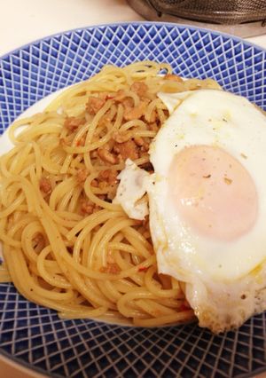 ガパオパスタ☆とりそぼろとバジル缶-レシピのメイン写真