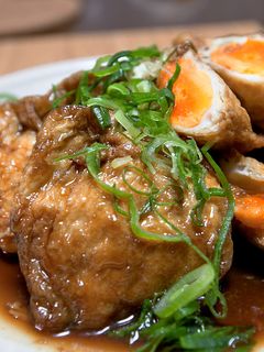 【卵料理】油揚げの巾着卵とじ煮-レシピのメイン写真