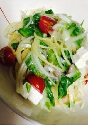 タコわさクリームチーズ冷製パスタ(∩´∀-レシピのメイン写真