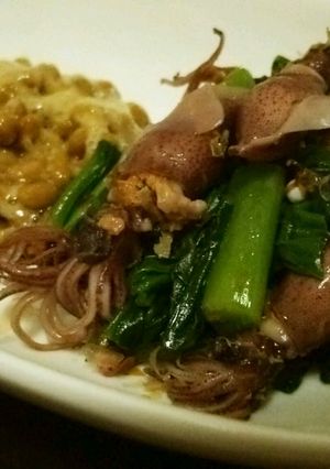 つるむらさきとホタルイカの和え物-レシピのメイン写真