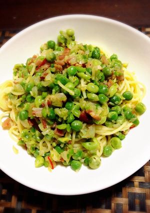 グリーンピースとベーコンのパスタ-レシピのメイン写真