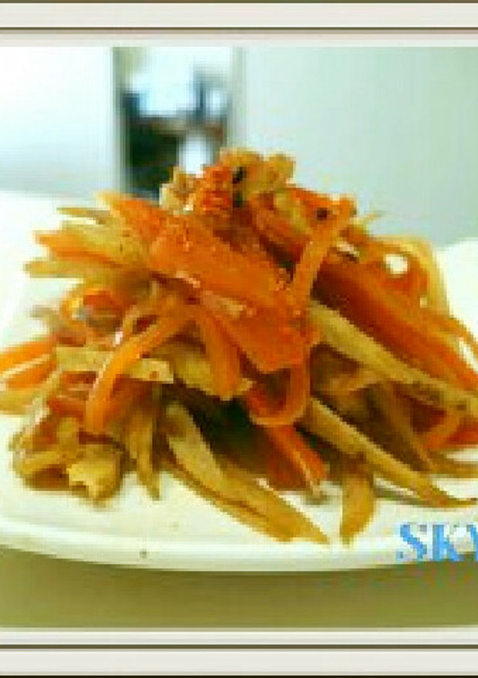 冷凍お弁当お野菜おかず：牛蒡と人参蒸金平-レシピのメイン写真