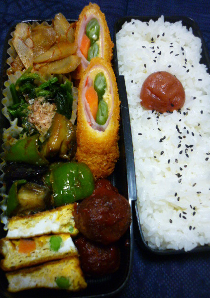 茄子とピーマンの味噌炒め弁当-レシピのメイン写真