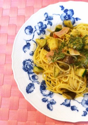 ズッキーニとナスのカレー風味パスタ-レシピのメイン写真