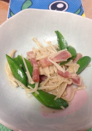 スナップエンドウとベーコンの塩麹炒め-レシピのメイン写真