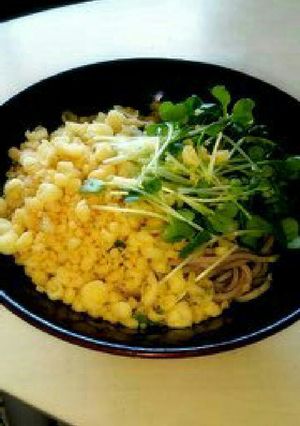 揚げ玉＋かいわれ＋そば＝美味しい-レシピのメイン写真