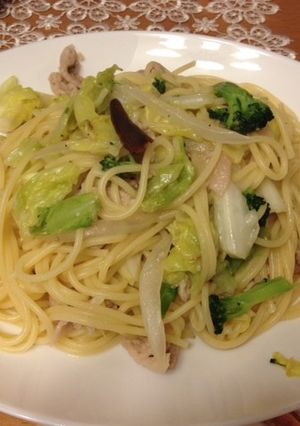 簡単★豚肉と春野菜のペペロンチーノ-レシピのメイン写真