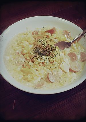 味噌汁の残り物でリゾット♪-レシピのメイン写真