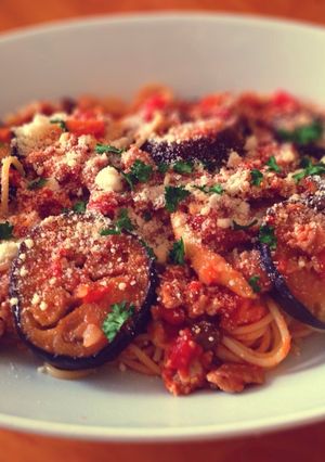 ナスとミートソースのパスタ-レシピのメイン写真