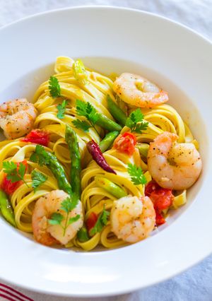 エビとアスパラのフェットチーネ-レシピのメイン写真