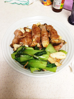 エリンギ肉巻き&青梗菜の炒め物-レシピのメイン写真