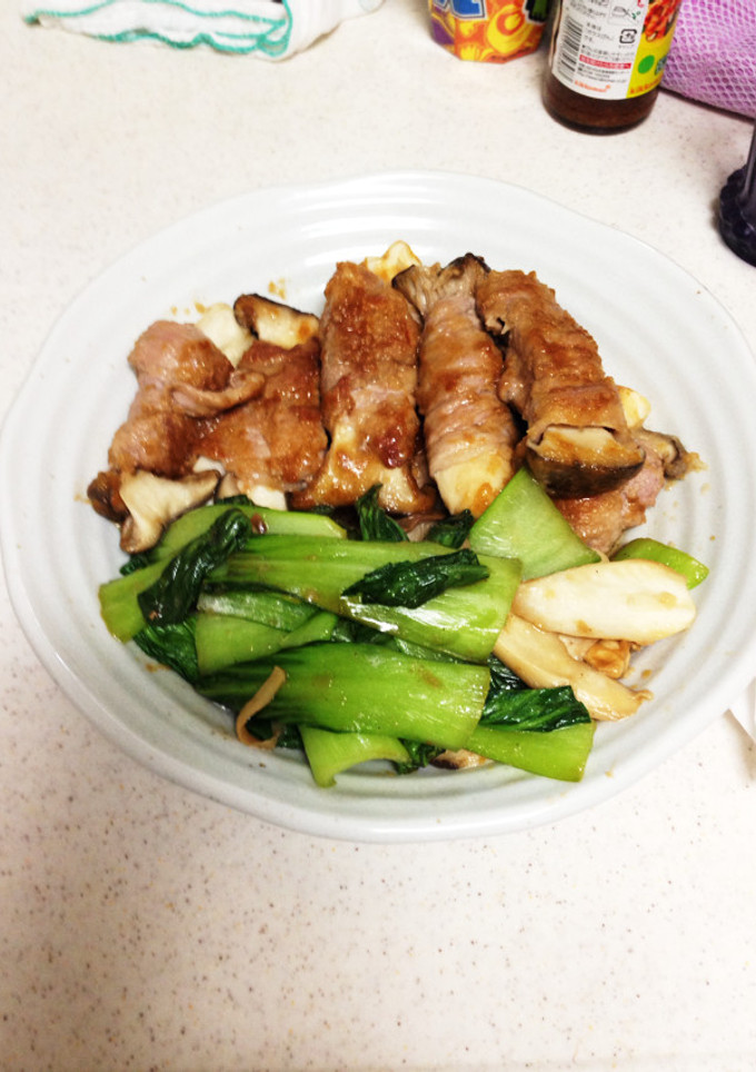 エリンギ肉巻き＆青梗菜の炒め物-レシピのメイン写真