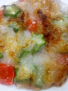 ミニトマトとオクラの長芋もんじゃ焼き-レシピのメイン写真