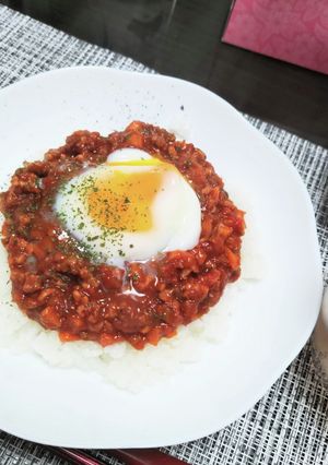簡単！半熟玉子付きドライカレー-レシピのメイン写真