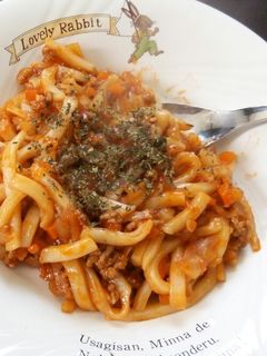 切って炒めるだけ!うどんでミートソース-レシピのメイン写真