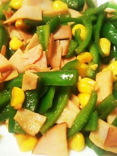 お弁当に♪ハムとピーマンのカレー粉炒め-レシピのメイン写真