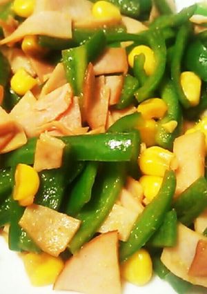 お弁当に♪ハムとピーマンのカレー粉炒め-レシピのメイン写真