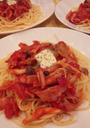 即席！ベーコンとトマトのパスタソース-レシピのメイン写真