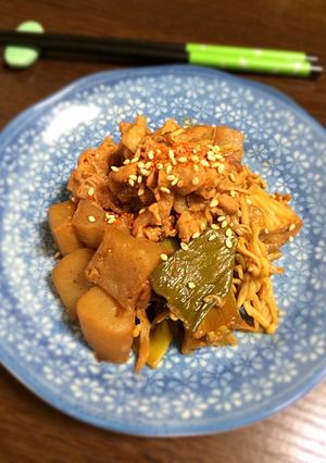 簡単☆豚と蒟蒻のほっこり味噌煮-レシピのメイン写真