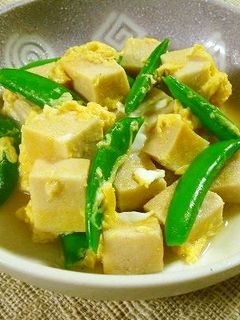 スナップエンドウと高野豆腐の卵とじ-レシピのメイン写真