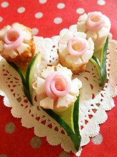竹輪と かまぼこ 可愛いお花 飾り切り-レシピのメイン写真