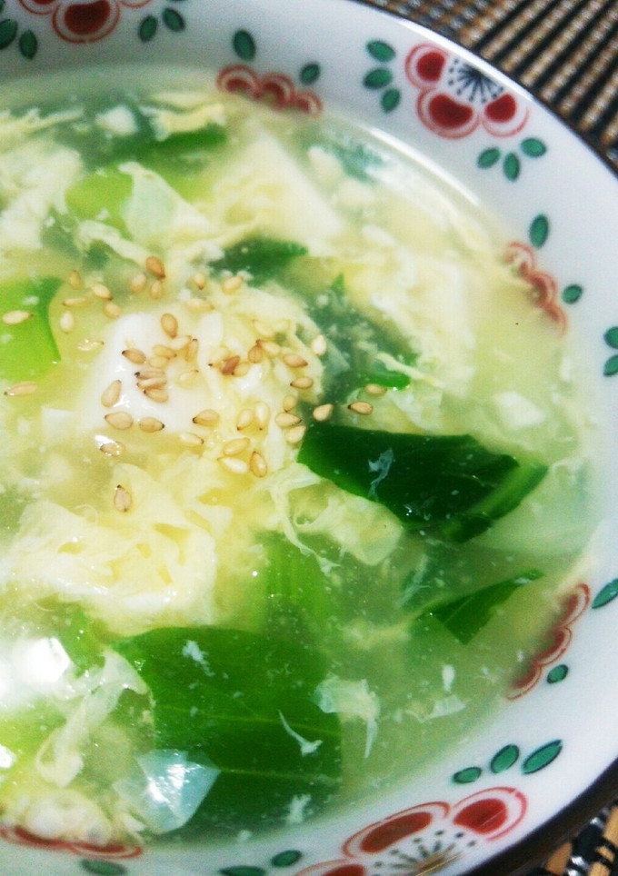 激早！青梗菜と豆腐と卵のふわとろスープ-レシピのメイン写真