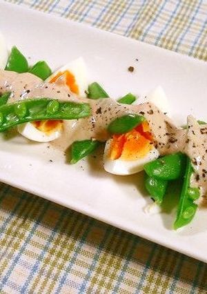 スナップエンドウと卵のトンナートソース-レシピのメイン写真