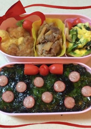ミニーちゃんっぽい簡単海苔キャラ弁デコ弁-レシピのメイン写真
