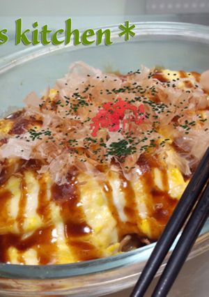 豚キャベもや★卵とチーズ焼きお好みソース-レシピのメイン写真