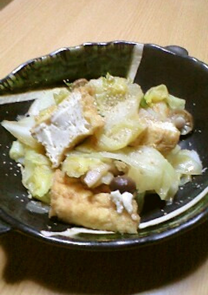 キャベツと厚揚げの蒸し煮-レシピのメイン写真