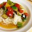 簡単☆麺つゆ+酸味とオリーブ香るそうめん