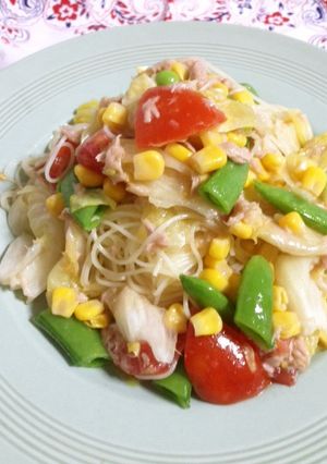 暑い日簡単☆ツナと残り野菜のカッペリーニ-レシピのメイン写真