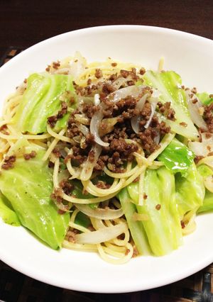 挽き肉とキャベツのパスタ-レシピのメイン写真