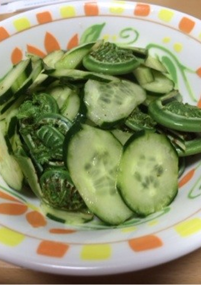 きゅうりとこごみの酢の物-レシピのメイン写真