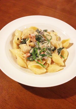 塩鮭とほうれん草のクリームパスタ-レシピのメイン写真